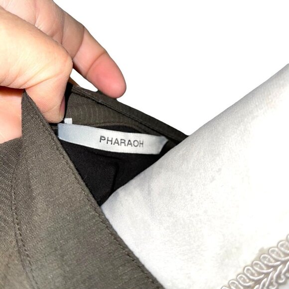 Pharaoh Collection Dress Womens Size 1 Japanese Cotton V Neck Green Made In USA - Picture 5 of 12